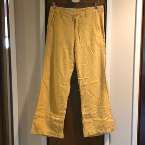 Anthropologie pilcro yellow linen wide leg pants